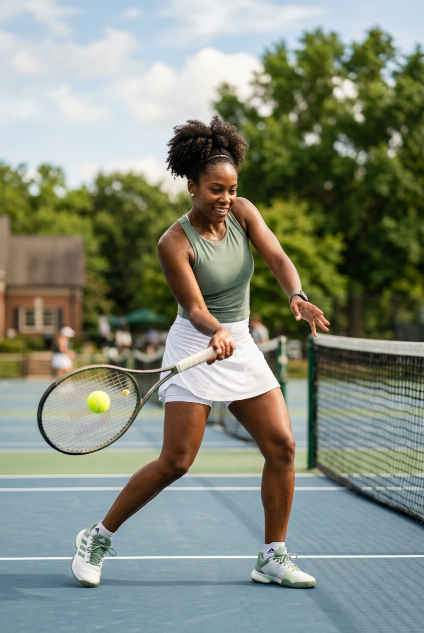 Black woman playing tennis